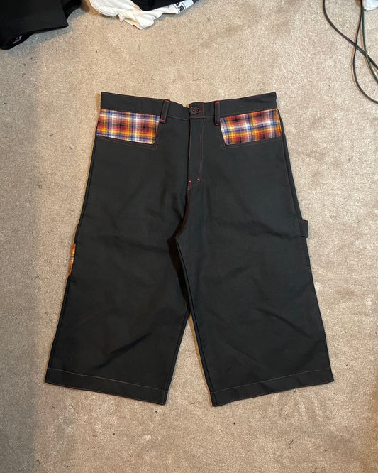 Red Stitch Flannel Shorts