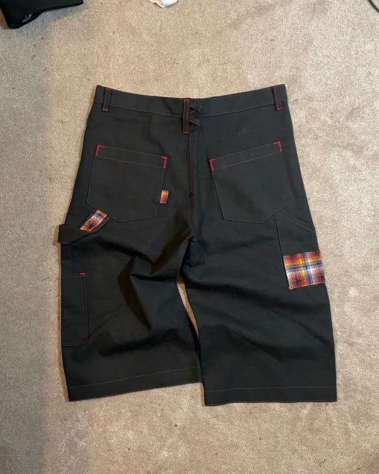 Red Stitch Flannel Shorts