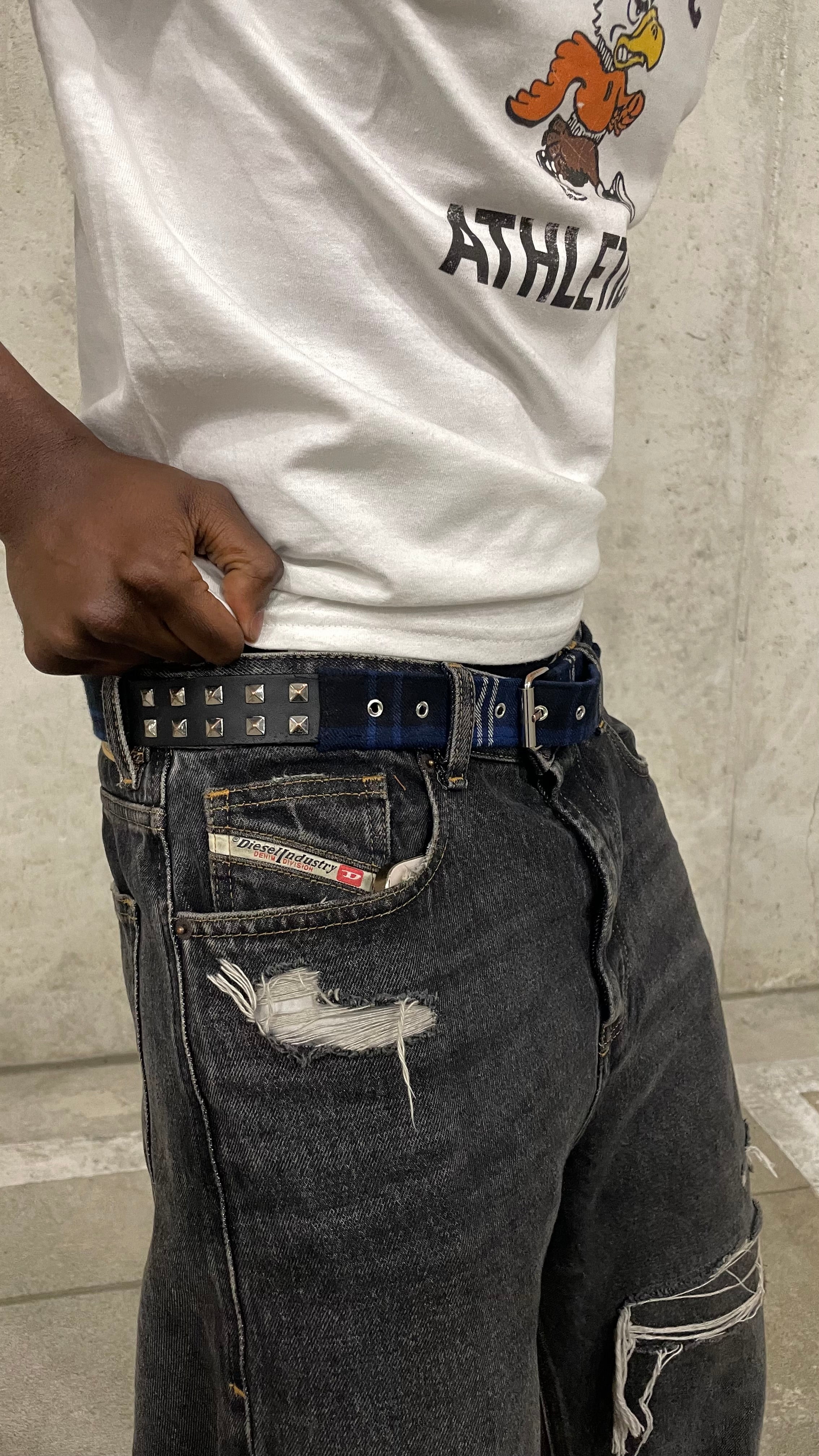 Plaid Studded Belt