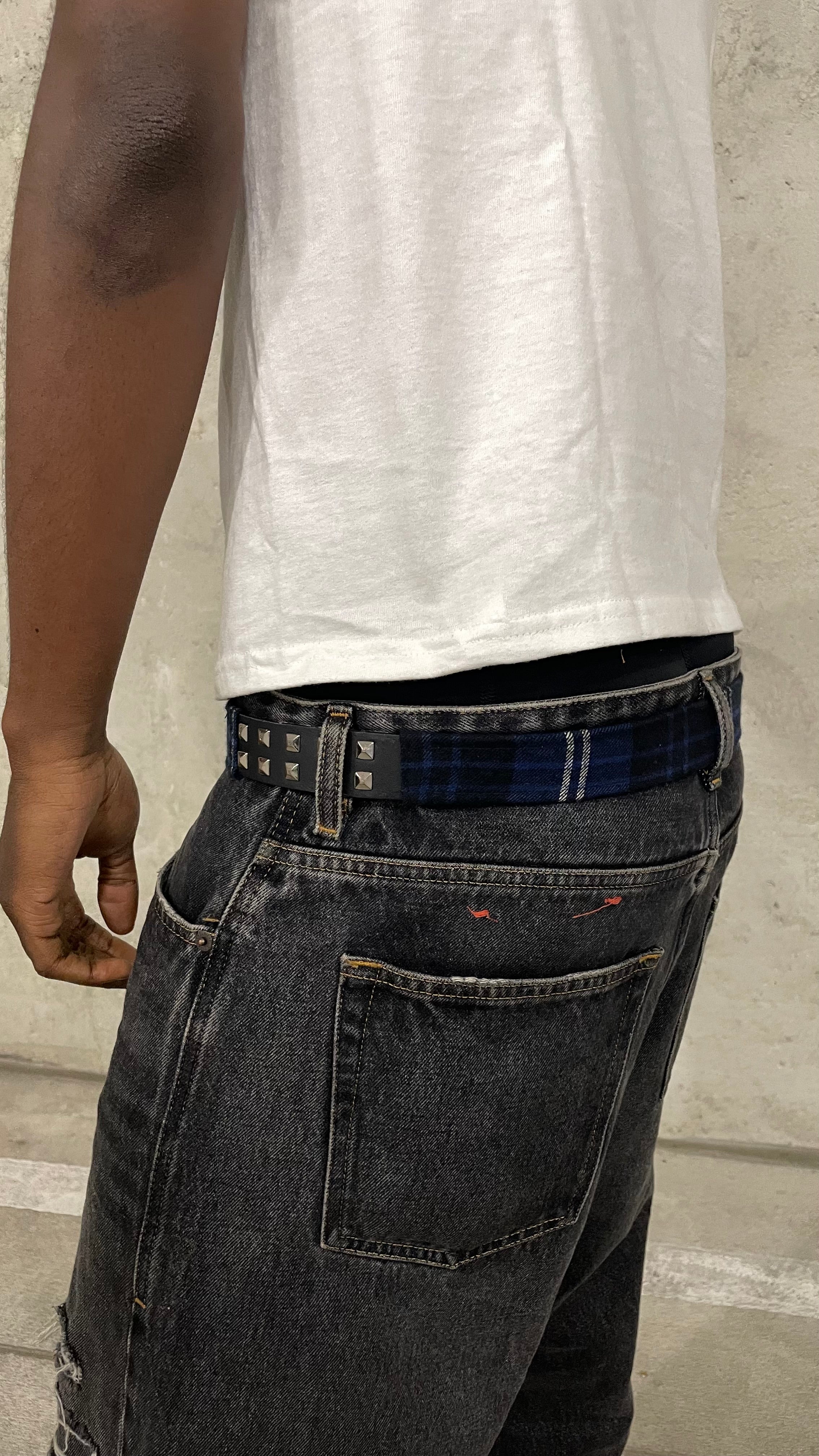 Plaid Studded Belt